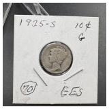 1925-S Mercury Silver Dime