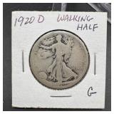 1920-D Walking Liberty Silver Half Dollar