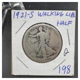 1921-S Walking Liberty Silver Half Dollar