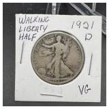 1921-D Walking Liberty Silver Half Dollar