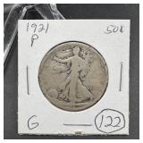 1921 Walking Liberty Silver Half Dollar