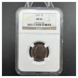 1963 Jefferson Nickel NGC MS66