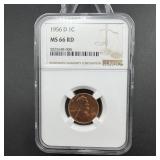 1956-D Lincoln Cent NGC MS66 RD