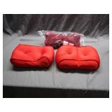 2 Red Massage pillows and Head Pillow