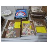 Box Lot of Stamps, Stamp Books, & Globe