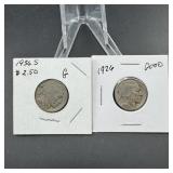 (2) Buffalo Nickels  See Photos for Dates