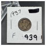 1937 Mercury Silver Dime