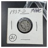 1937-D Mercury Silver Dime