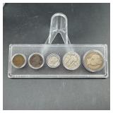 US obsolete type set in case half,quarter,dime SIL