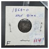 1858-O Seated Liberty Silver Half Dime