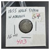 1855 Seated Liberty Silver Half Dime