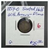 1854-D Seated Liberty Silver Half Dime With Arrows