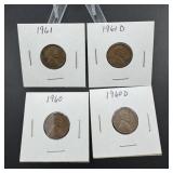 Lot of Four Various 1960s Lincoln Cents