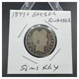 1894s Barber quarter semi key date