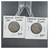 Two Canadian Silver Quarters