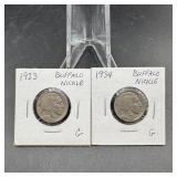 (2) Buffalo Nickels  See Photos for Dates