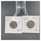 (2) Buffalo Nickels  See Photos for Dates