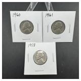 (3) Jefferson Nickels  See Photos for Dates
