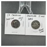 Two Canadian 5 Cent Proof-Like Coins