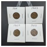 Lot of Four Various 1960s Lincoln Cents