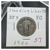 1926 Standing Liberty Silver Quarter
