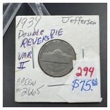 1939 Jefferson Nickel Doubled Die Reverse