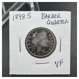 1898-S Barber Silver Quarter