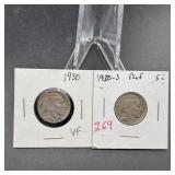(2) Buffalo Nickels  See Photos for Dates