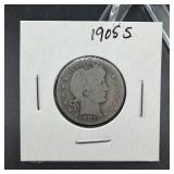 1905-S Barber Silver Quarter
