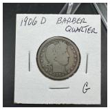 1906-D Barber Silver Quarter