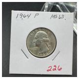 1964 Washington Silver Quarter