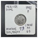 1942 Mercury Silver Dime