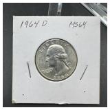 1964-D Washington Silver Quarter