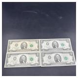Lot Of Four $2 Notes