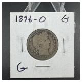 1896-O Barber Silver Quarter