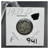 1939-D Mercury Silver Dime