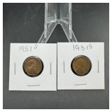 (2) 1951-D & 1951-S Lincoln Wheat Cents