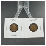 1954 & 1954-D Wheat Cent Pennies