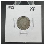 1901 Barber Silver Dime