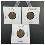 (3) 1949 Lincoln Wheat Cents  P, D & S