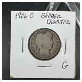 1906-O Barber Silver Quarter