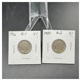 (2) Buffalo Nickels  See Photos for Dates