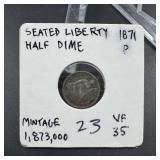 1871 Seated Liberty Silver Half Dime