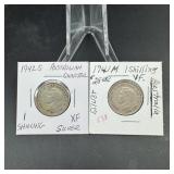 1941-m & 1942-s Australian Coins