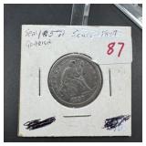 1857 Seated Liberty Silver Quarter