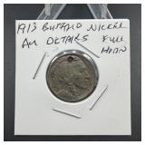 1913 BUFFALO NICKEL au details full horn