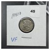 1941-D Mercury Silver Dime