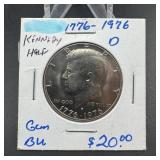 1976D Kennedy Bicentennial half gem bu