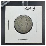 1909-O Barber Silver Quarter