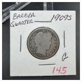 1909-S Barber Silver Quarter